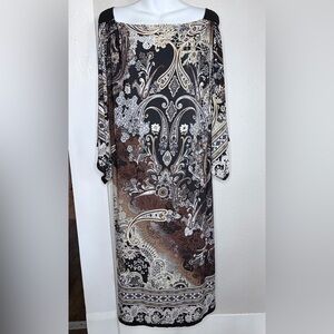 Avenue Studio Brown Paisley Midi Dress Women Size 14 / 16